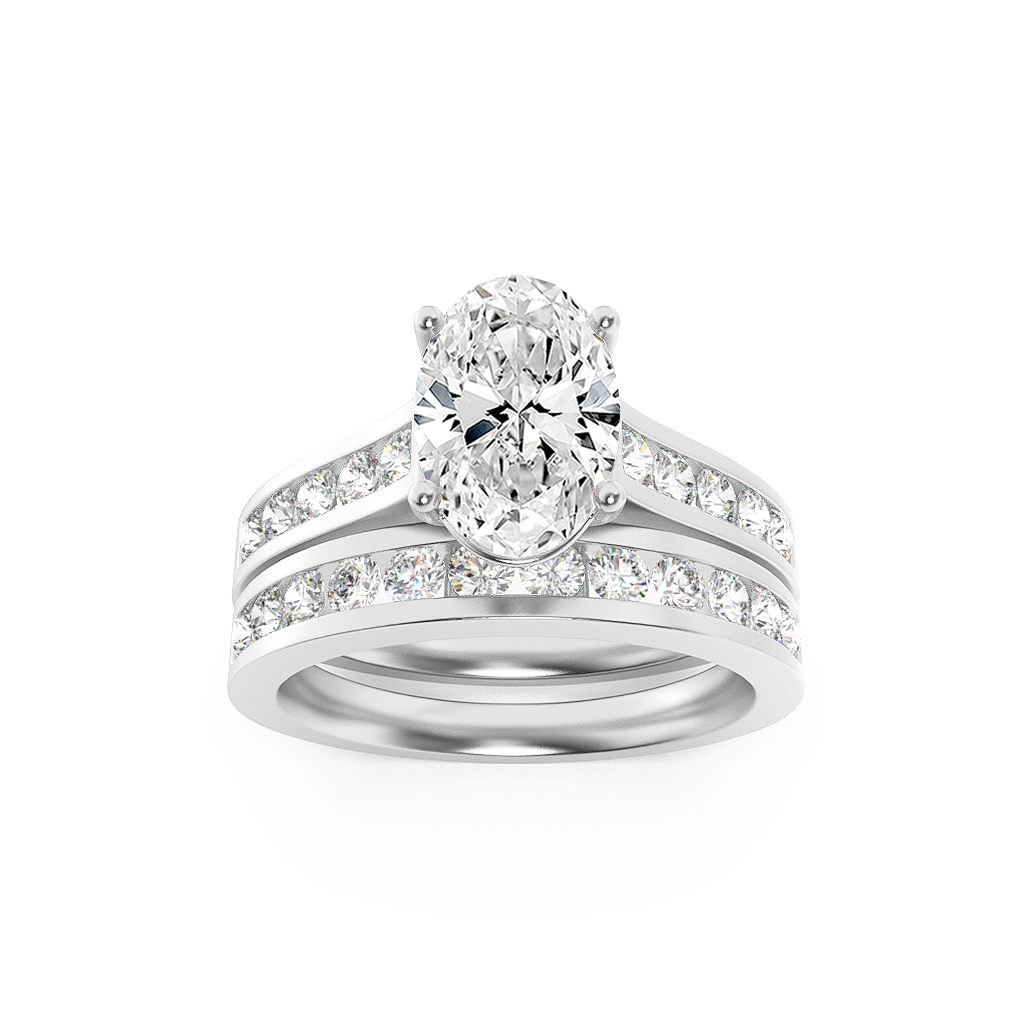 14K White Gold 2ctw Oval Lab Diamond Ring Sz 7