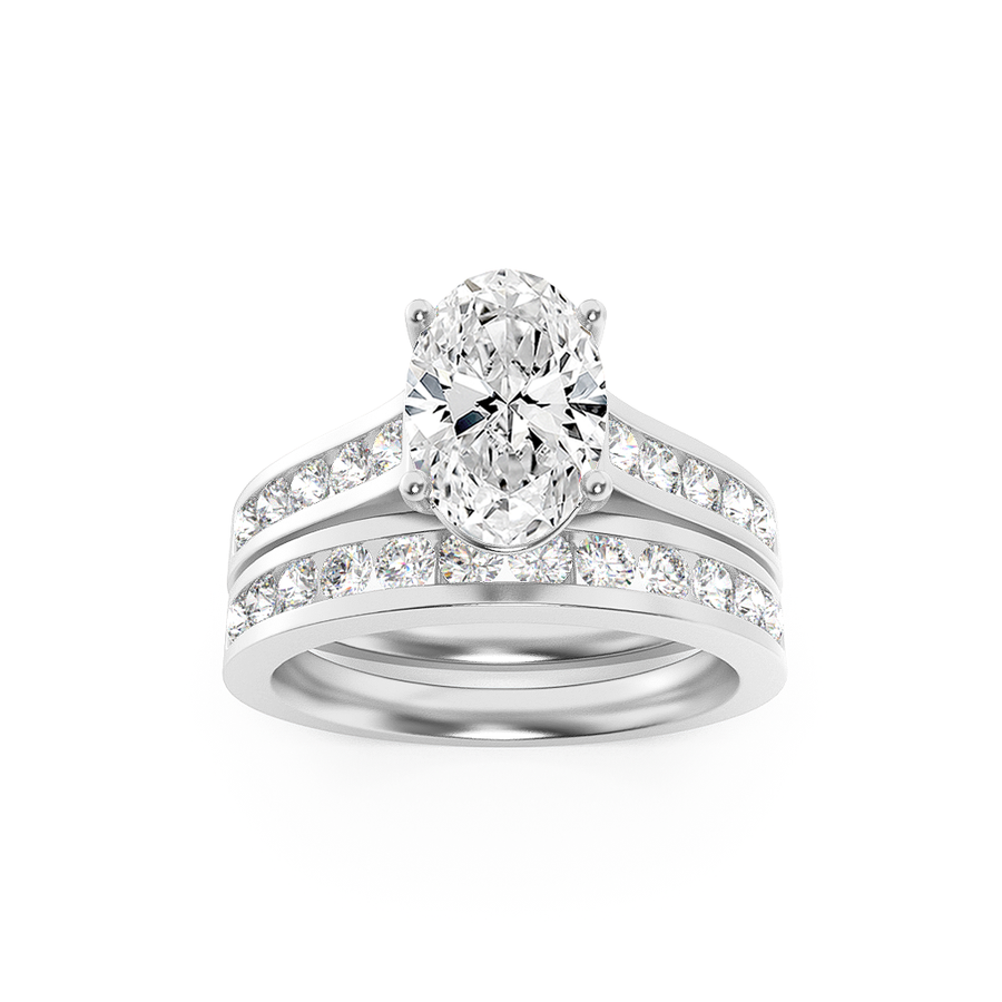 14K White Gold 2ctw Oval Lab Diamond Ring Sz 7