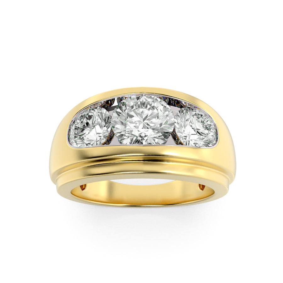 14K Yellow Gold Mens Lab Diamond Statement Ring 3ctw