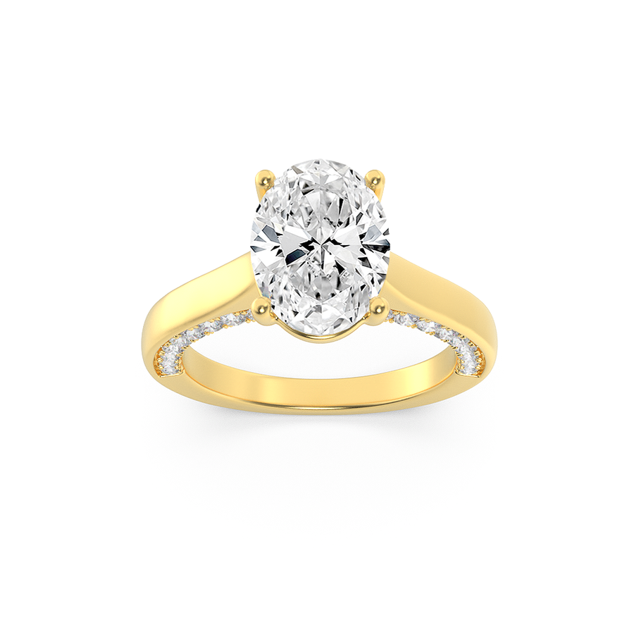 14K Yellow Gold 1.3ctw Oval Lab Diamond Ring Sz 7