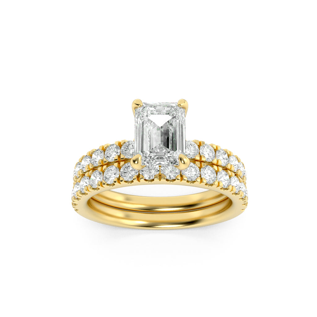 14K Yellow Gold 2ctw Lab Diamond Ring, Emerald Cut
