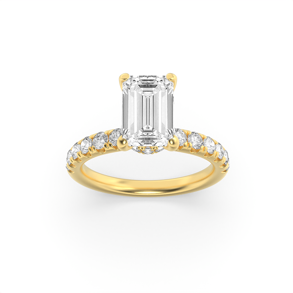 14K Yellow Gold 2ct Lab Diamond Emerald Ring Sz 7