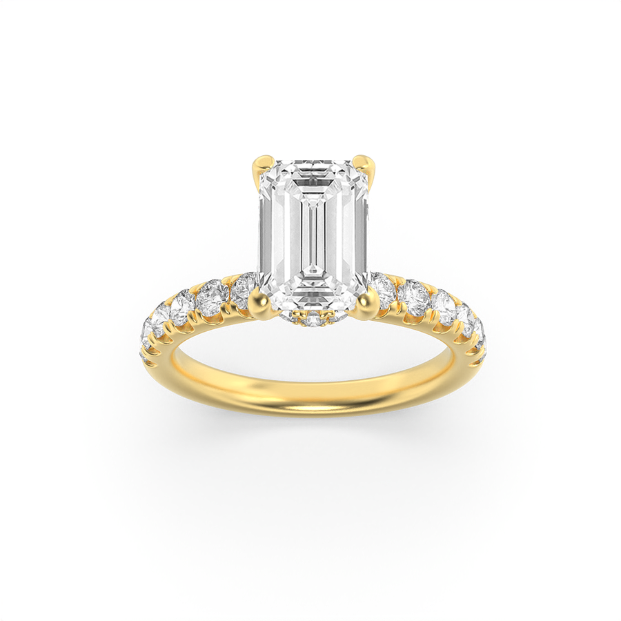 14K Yellow Gold 2ct Lab Diamond Emerald Ring Sz 7