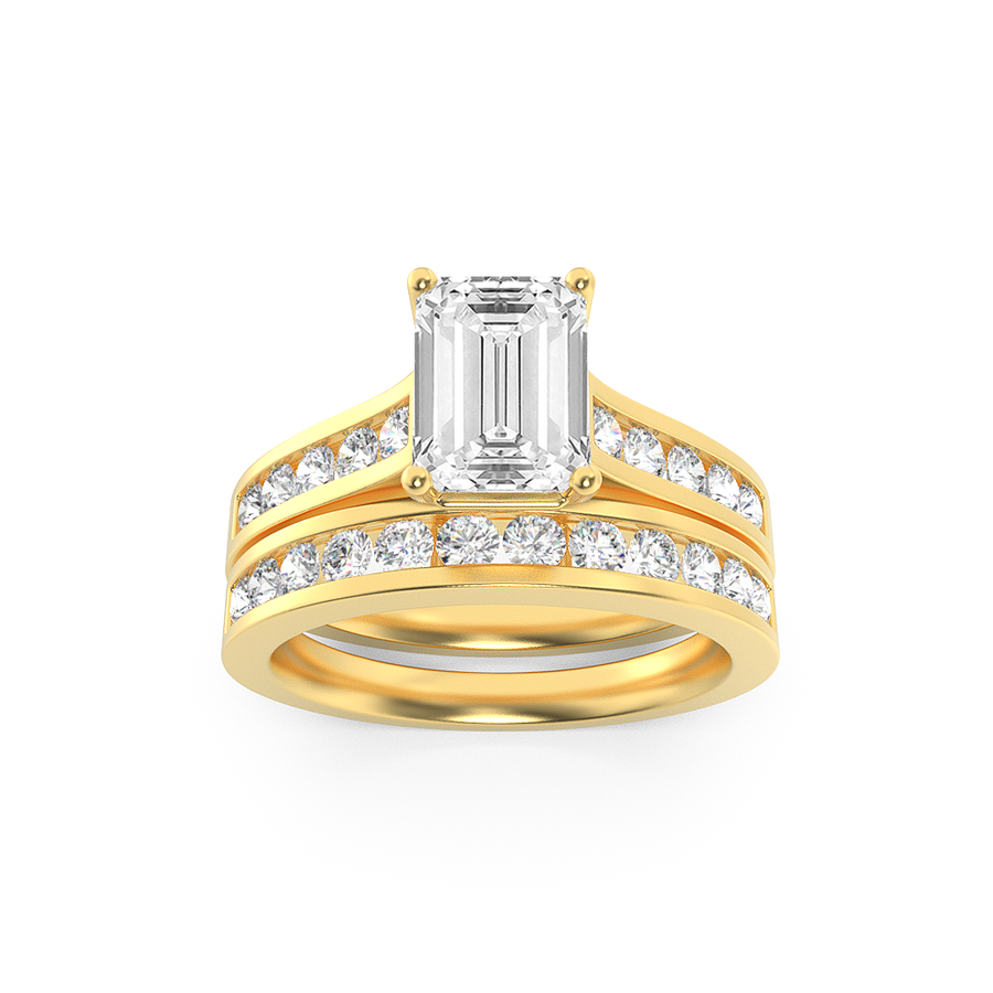 14K Yellow Gold Lab Diamond Emerald Ring 2ctw