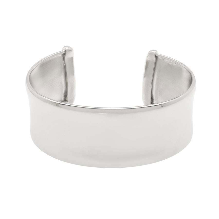 Silver Wide Sculpted Cuff Bangle