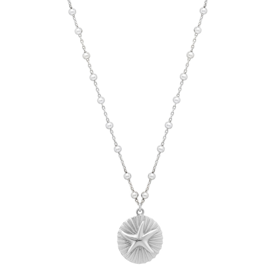 Silver Starfish Medallion Necklace