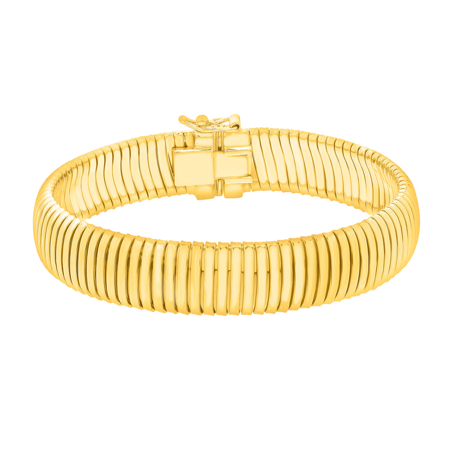 Gold Over Silver Tubogas 7"" 12mm Bracelet