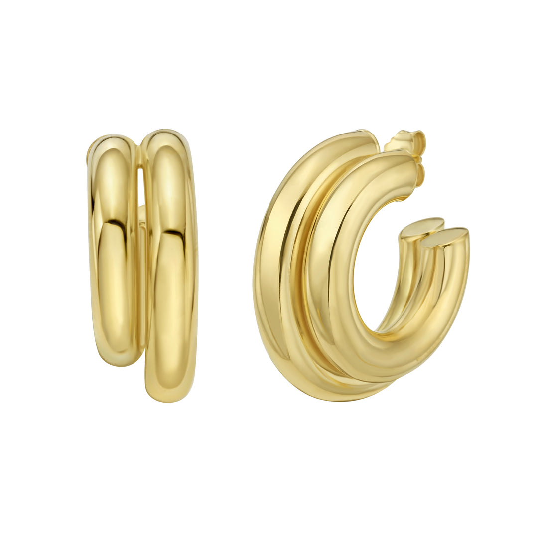 Gold Over Silver Biggie Smalls Round Hoops
