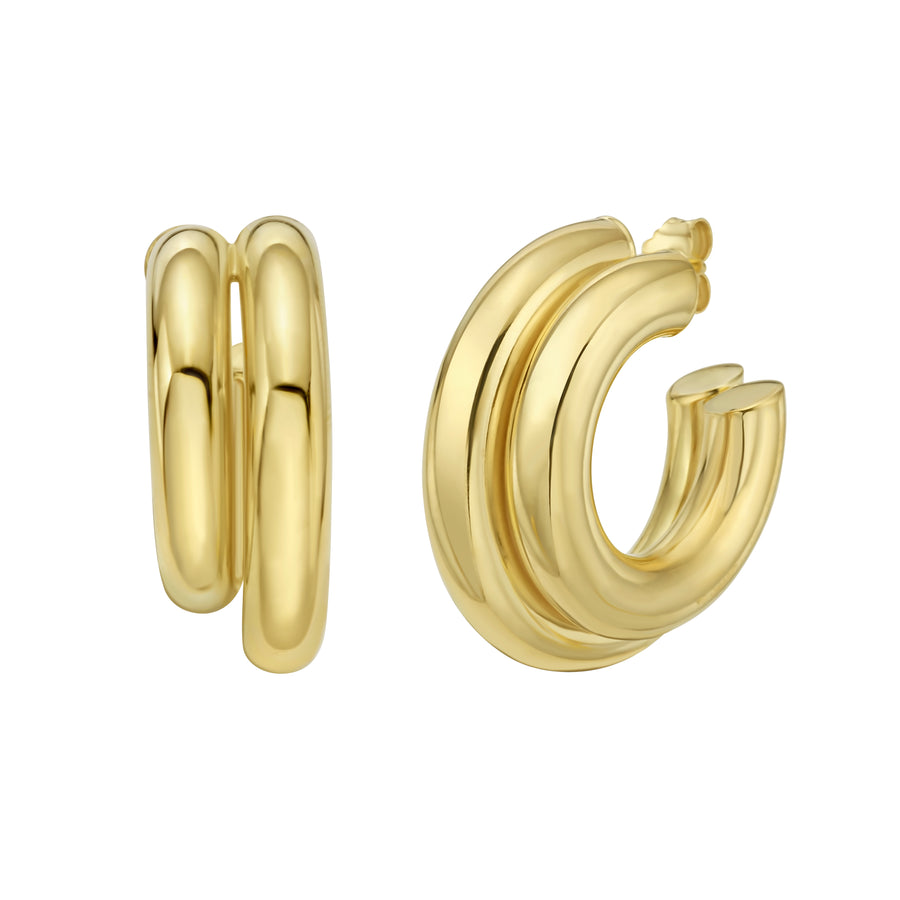 Gold Over Silver Biggie Smalls Round Hoops