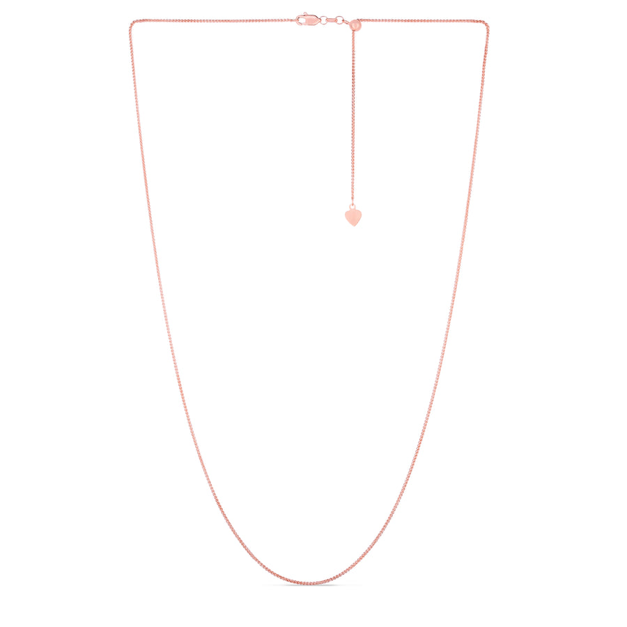 14K Gold 1mm Adjustable Wheat Chain