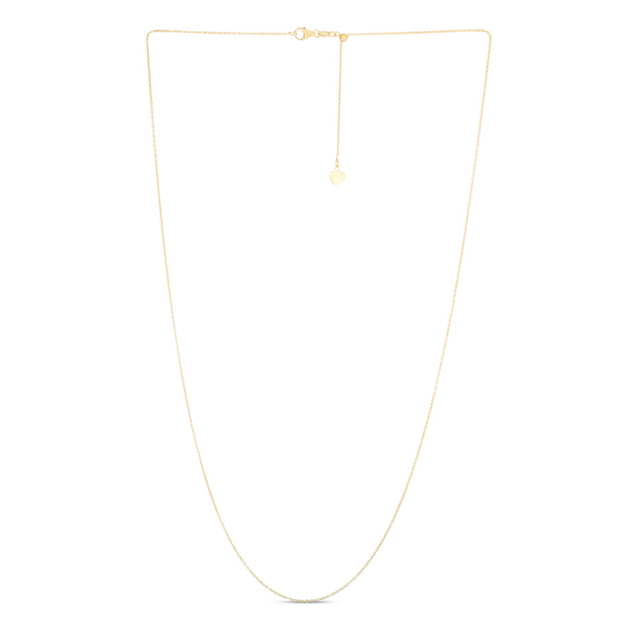 14K Gold 0.97mm Adjustable Cable Chain