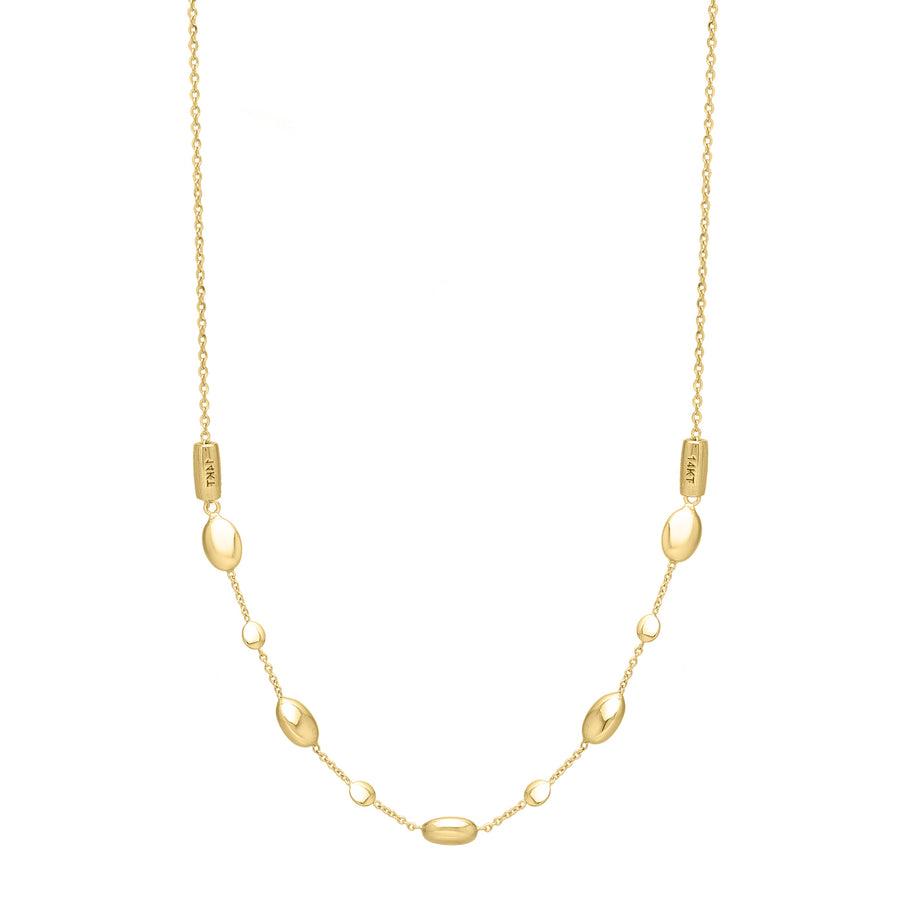 14K Adjustable Puff Pebble Necklace
