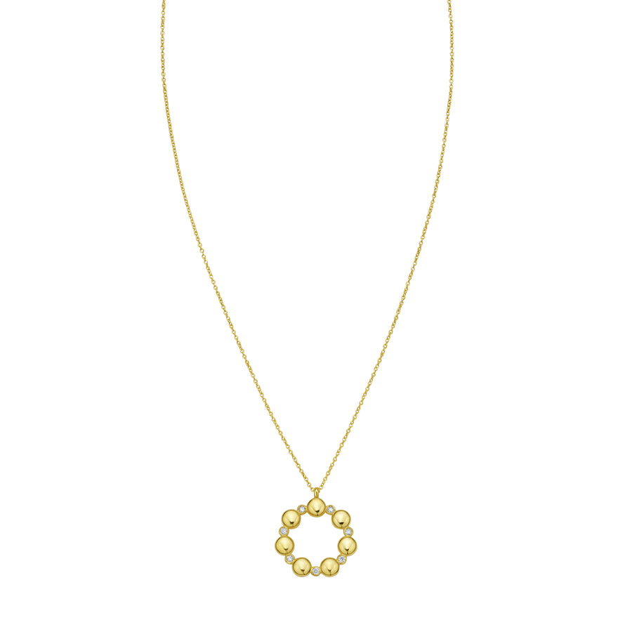 14K Diamond Circle Bauble Necklace