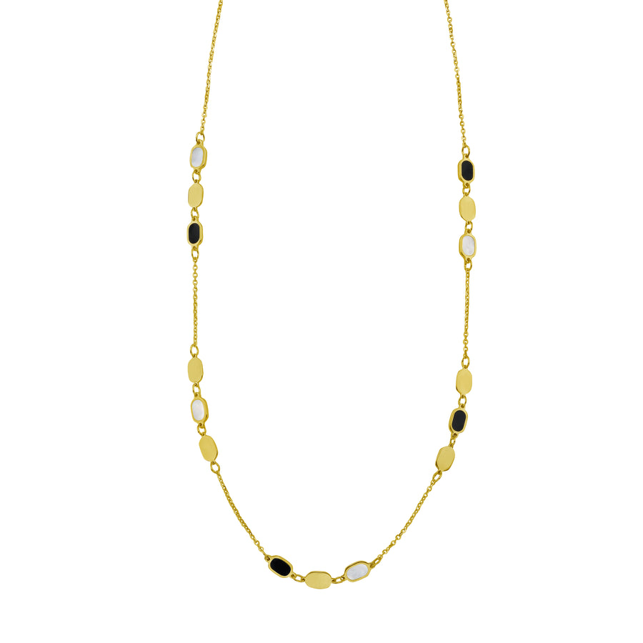 14K Onyx & MOP Inlay Links Necklace