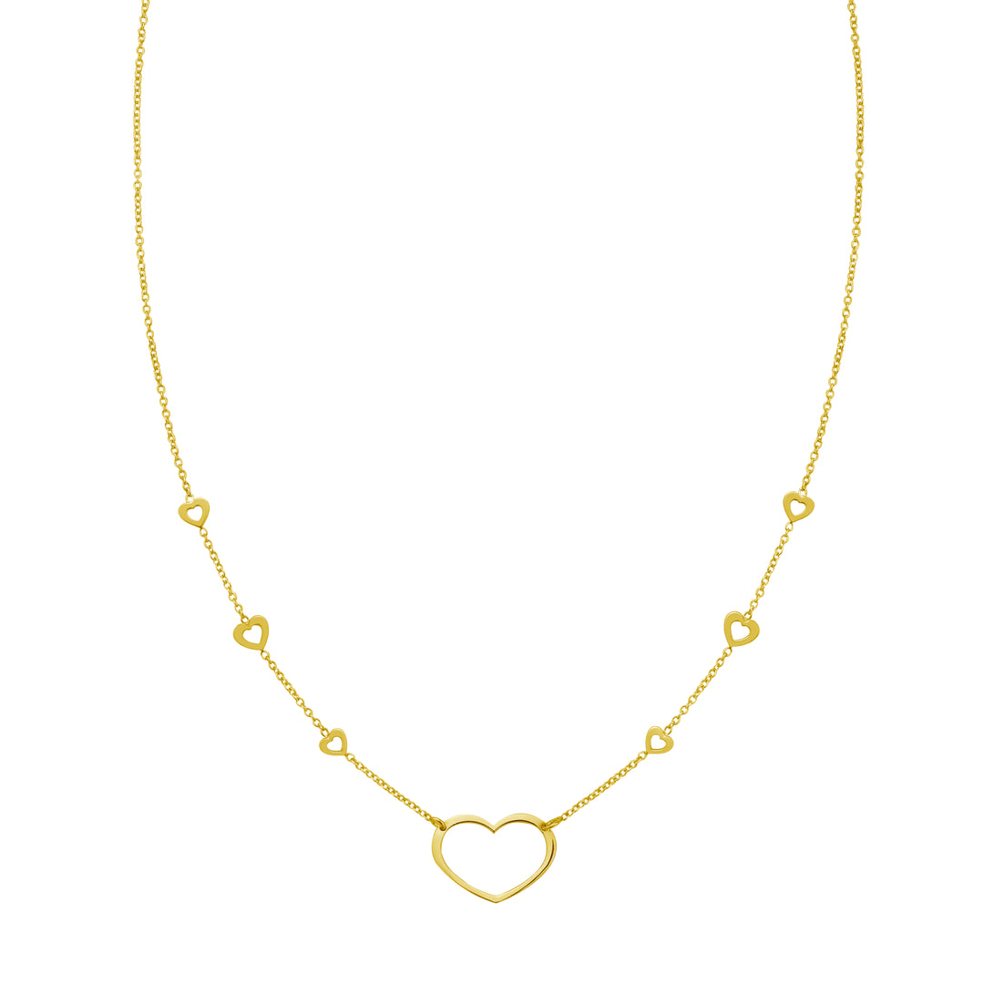 14K Open Heart Station Necklace