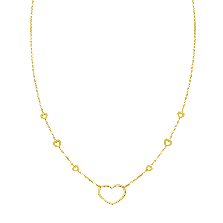 14K Open Heart Station Necklace
