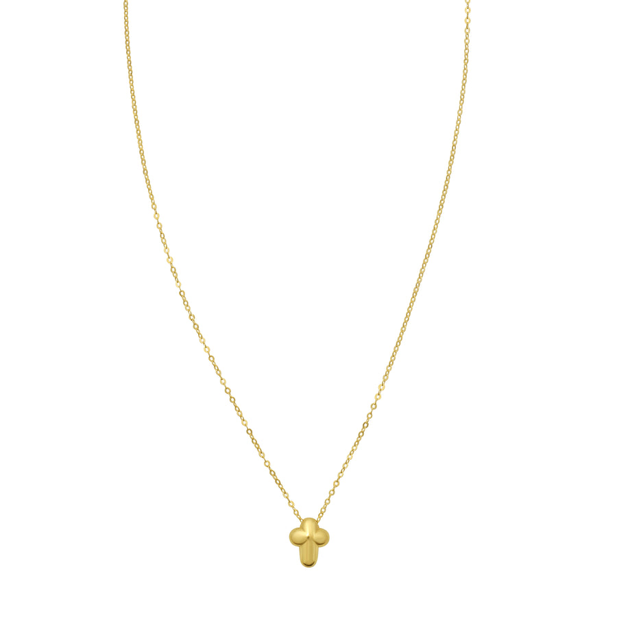 14K Puffed Mini Cross Pendant