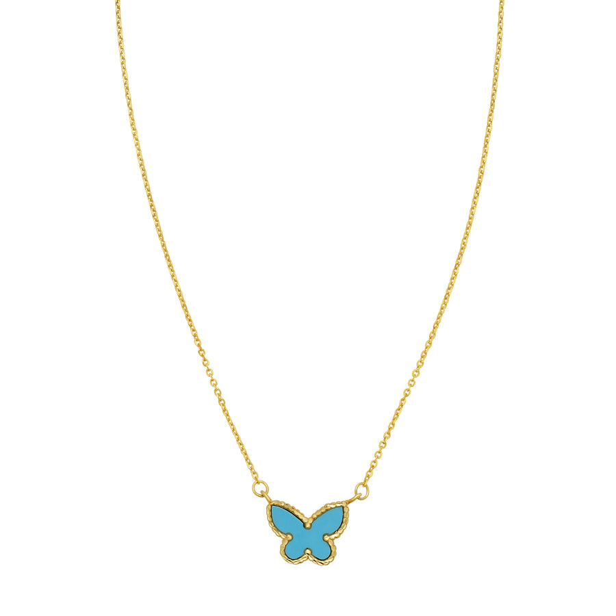 14K Primavera Turquoise Butterfly Necklace