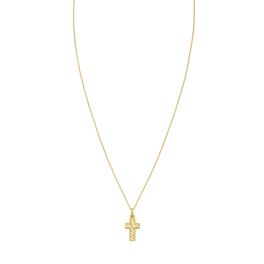 14K Diamond-Cut Cross Necklace