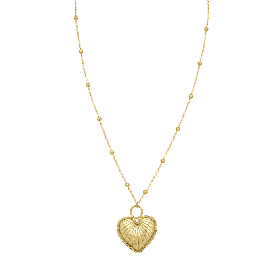 14K Vintage Puffed Heart Necklace