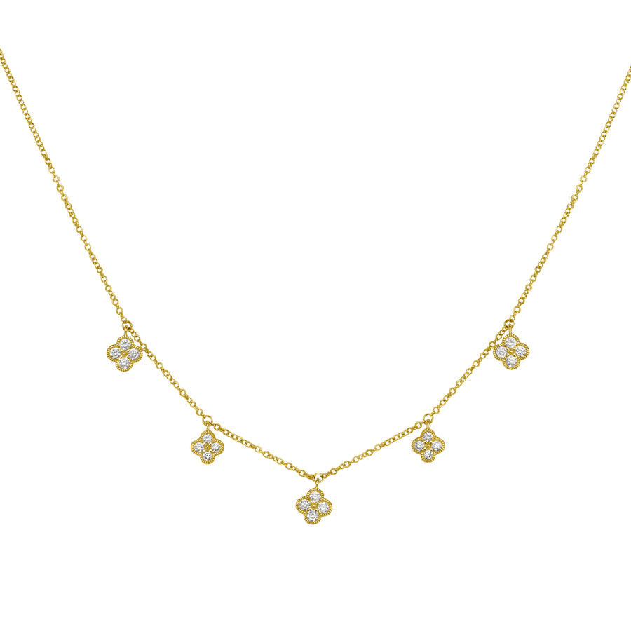 14K Diamond Flower Necklace
