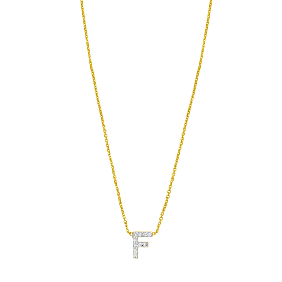 14K Mini Diamond F Initial