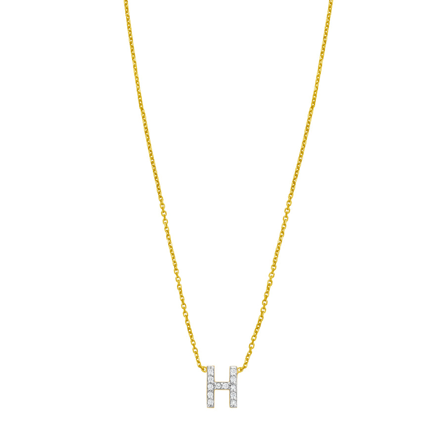14K Mini Diamond H Initial