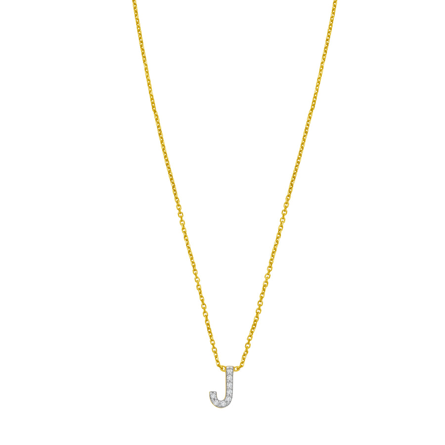 14K Mini Diamond J Initial