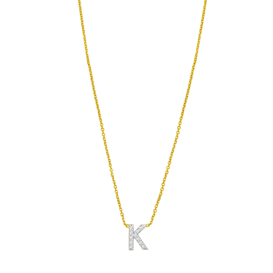 14K Mini Diamond K Initial