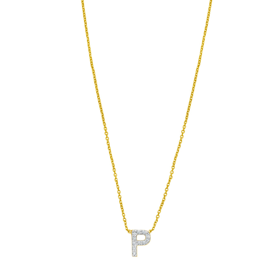 14K Mini Diamond P Initial
