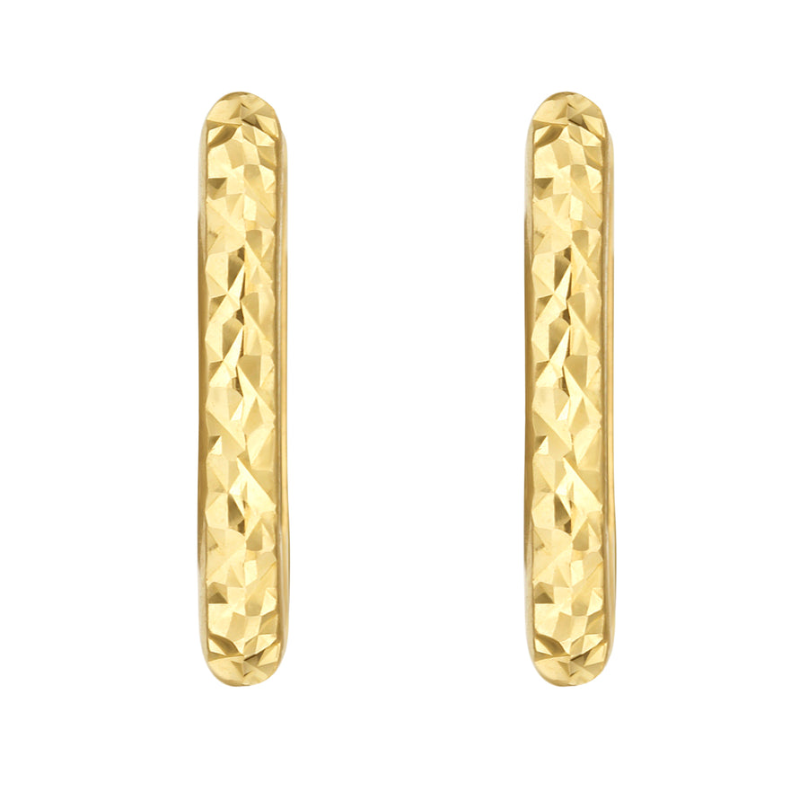 14K Gold Textured Rectangular Huggie Earrings