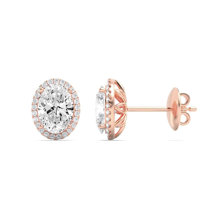 14K White Gold 3ctw Lab Diamond Oval Stud Earrings