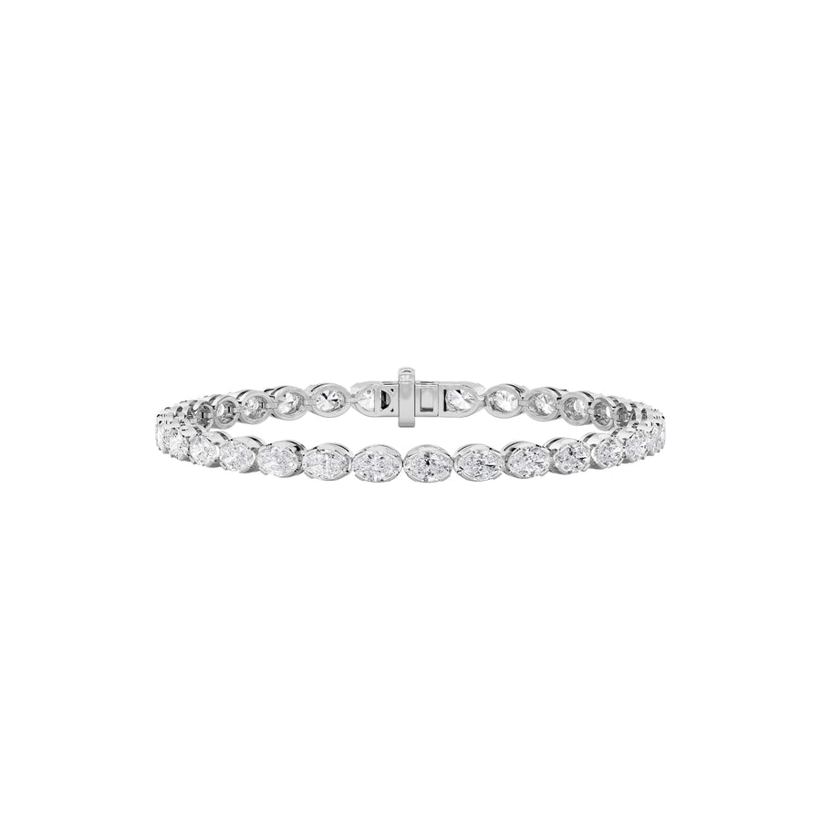 14K White Gold 7ct Lab Diamond Oval Accent Bracelet