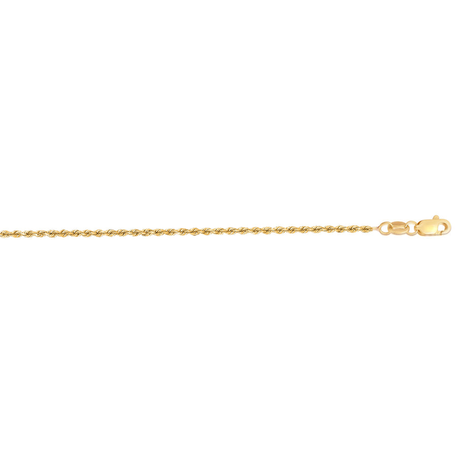 14K Gold 16"" 1.4mm Diamond Cut Royal Rope Chain