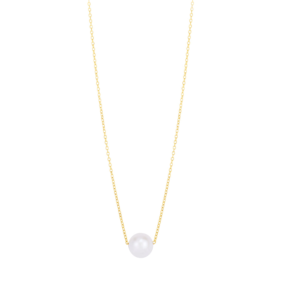 14K Pearl Necklace Solitaire