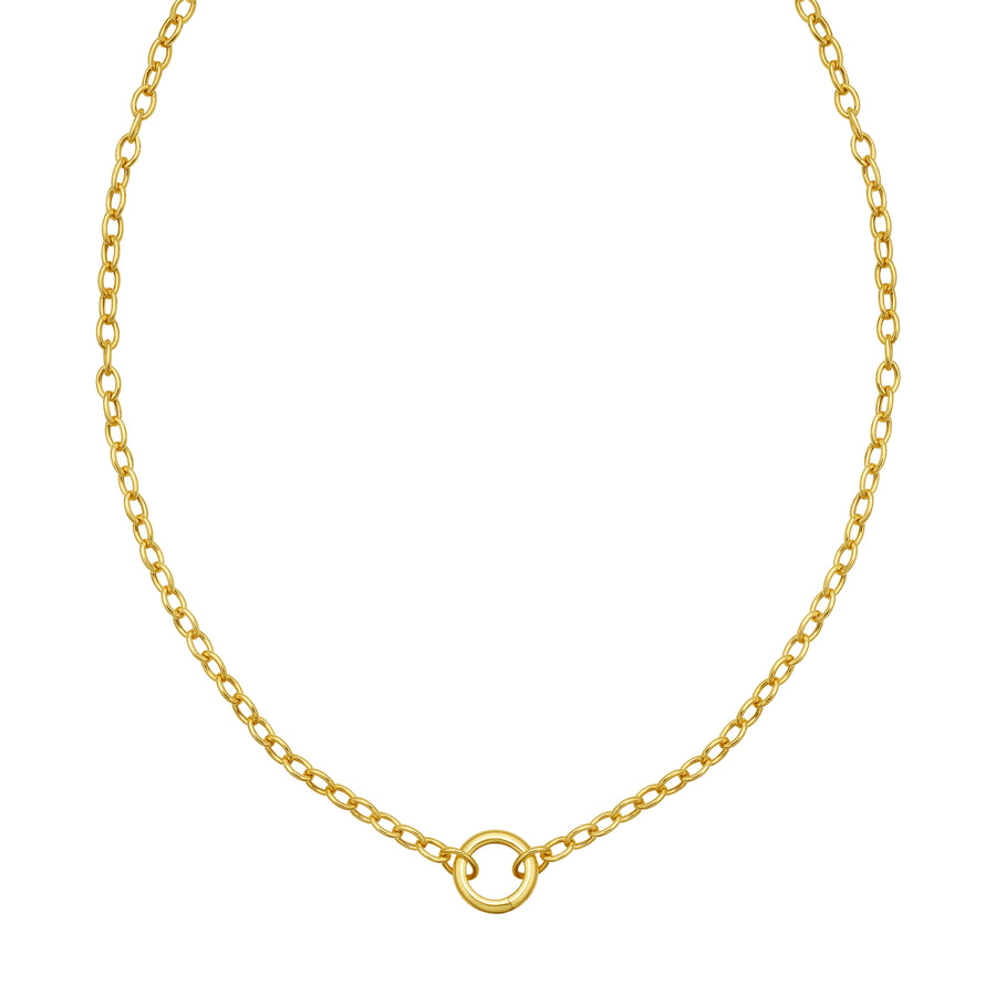 14K Push Lock Charm Necklace