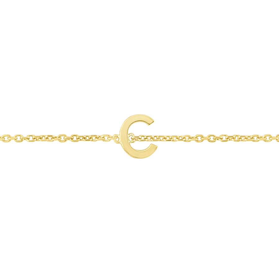 14K Mini Initial C Bracelet