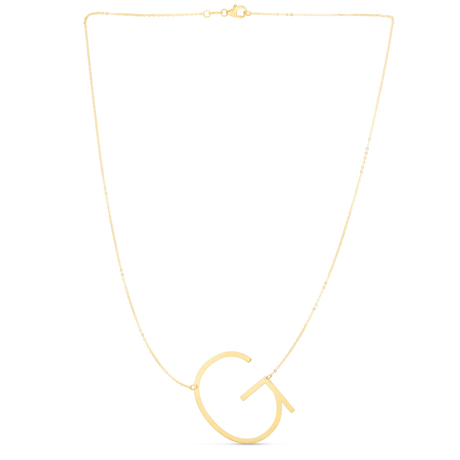 14K Gold Large Initial G Necklace