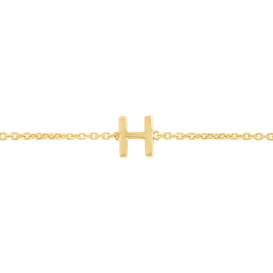 14K Mini Initial H Bracelet