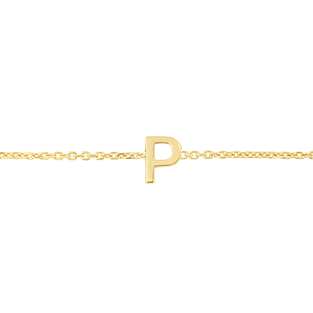 14K Mini Initial P Bracelet