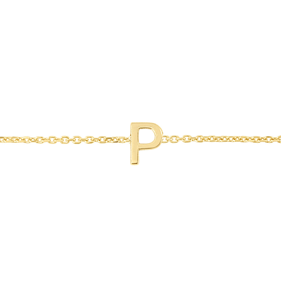 14K Mini Initial P Bracelet