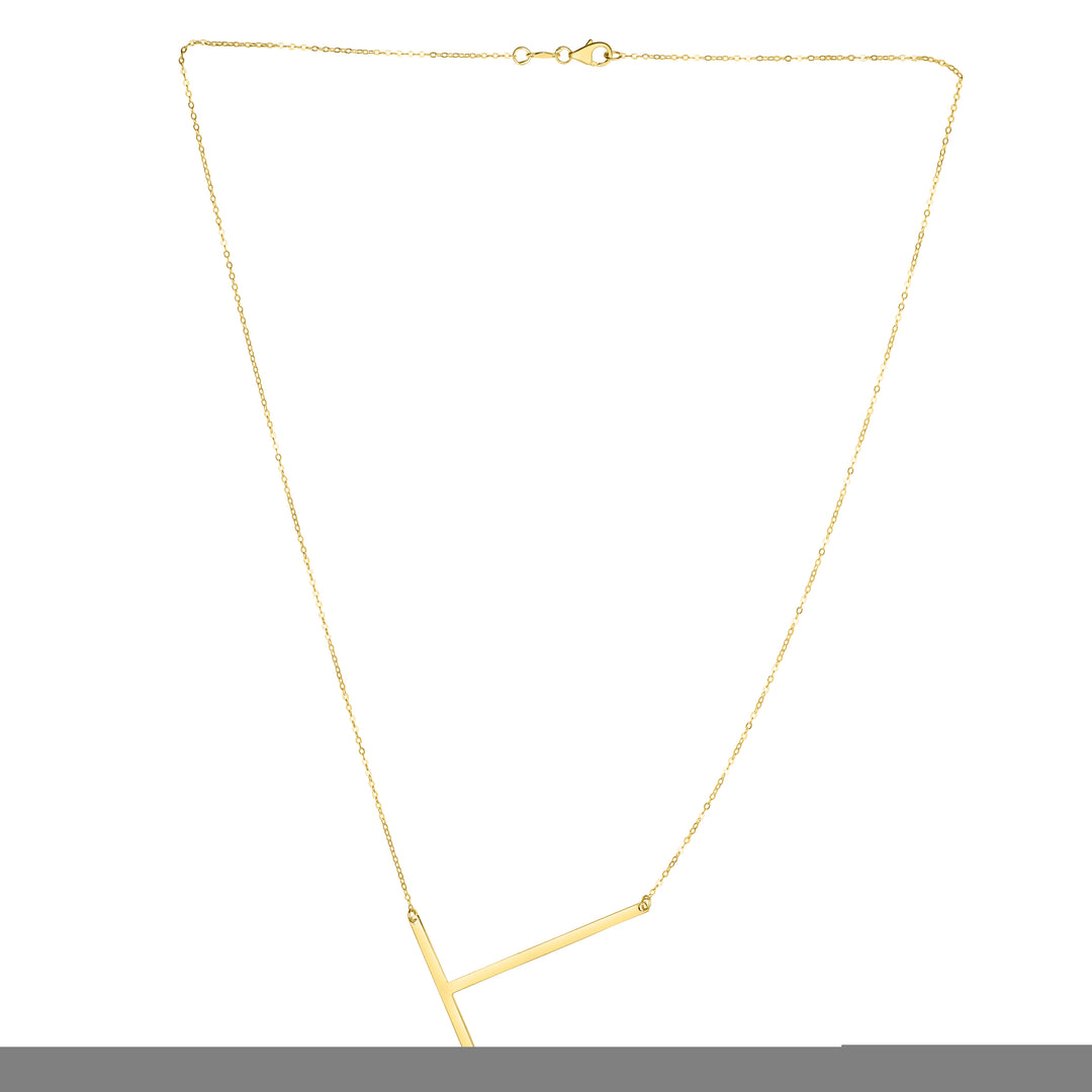 14K Gold Large Initial T Necklace