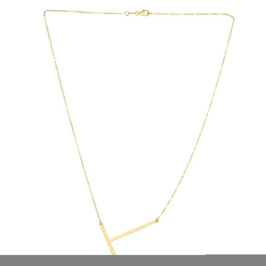 14K Gold Large Initial T Necklace