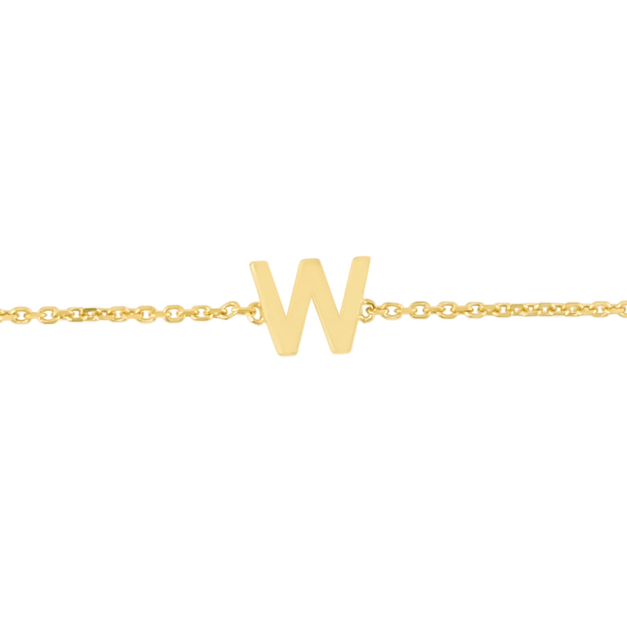 14K Mini Initial W Bracelet