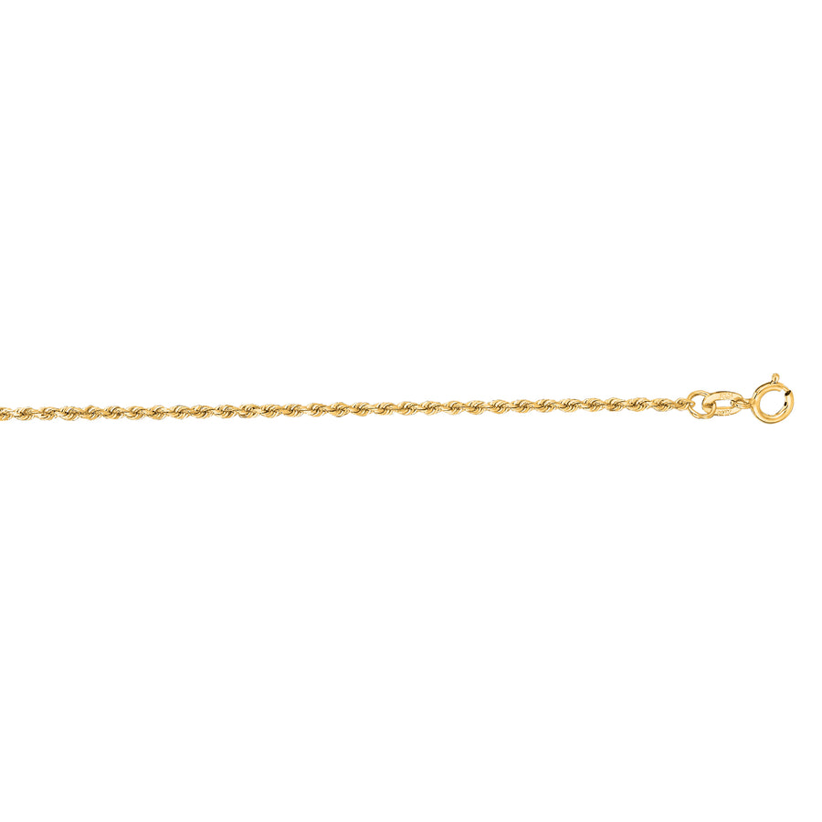14K Gold 16"" 1.4mm Diamond Cut Royal Rope Chain