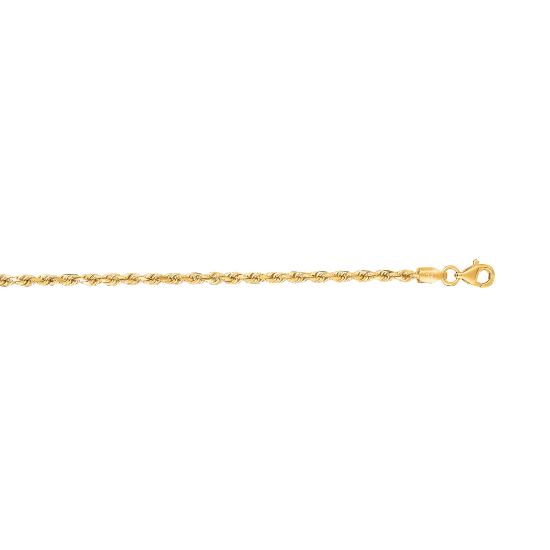 14K Gold 30"" 2.5mm Diamond Cut Royal Rope Chain