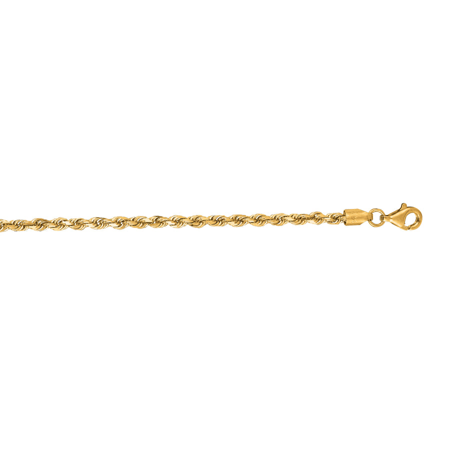 14K Gold 18"" 2.75mm Diamond Cut Royal Rope Chain