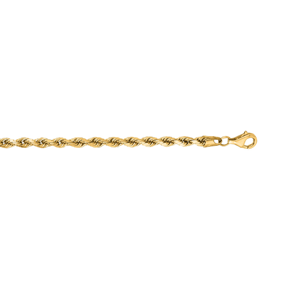 14K Gold 30"" 3.8mm Diamond Cut Royal Rope Chain