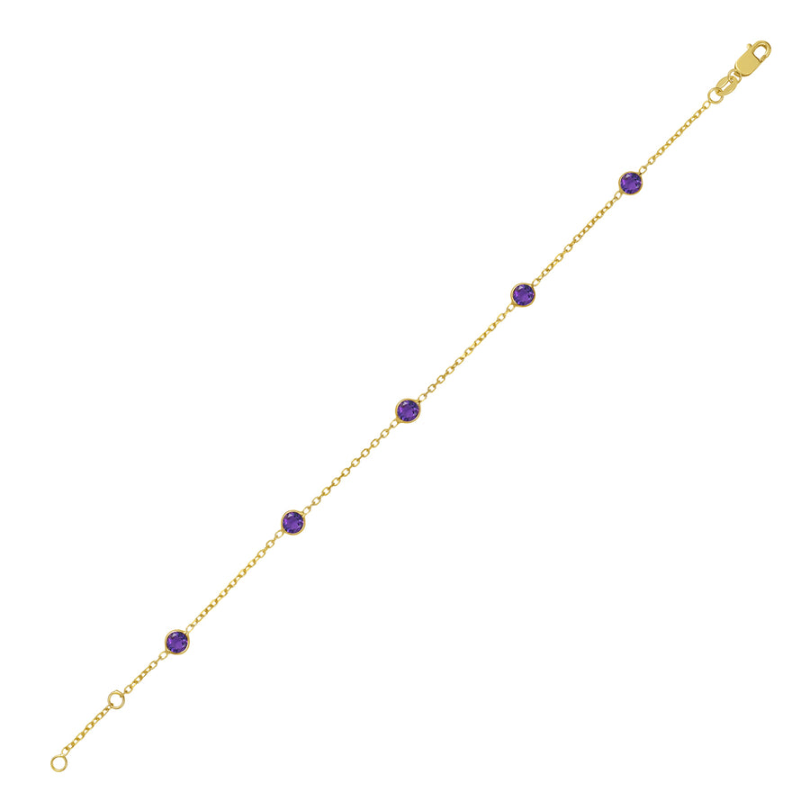 14K Amethyst Station Bracelet