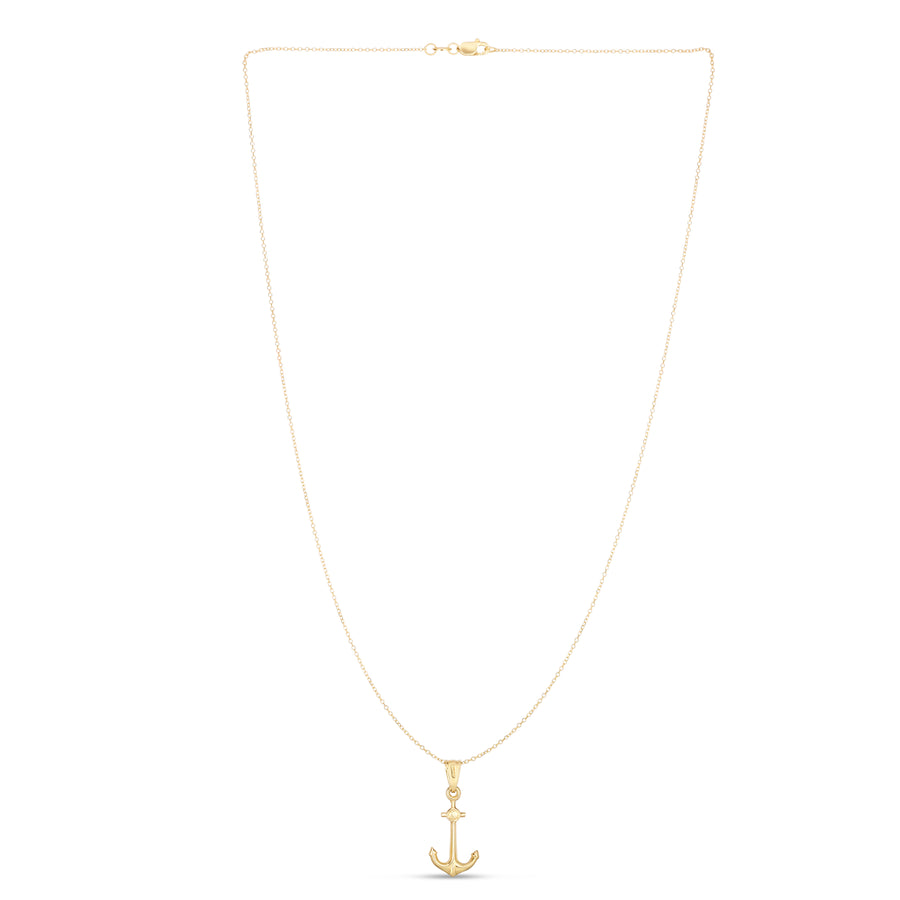 14K Gold Polished Anchor Necklace